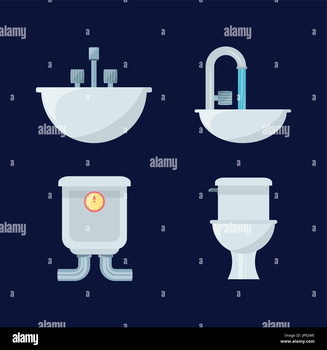 flat set icon bathroom design vector illustration Stock Vector Image ...
