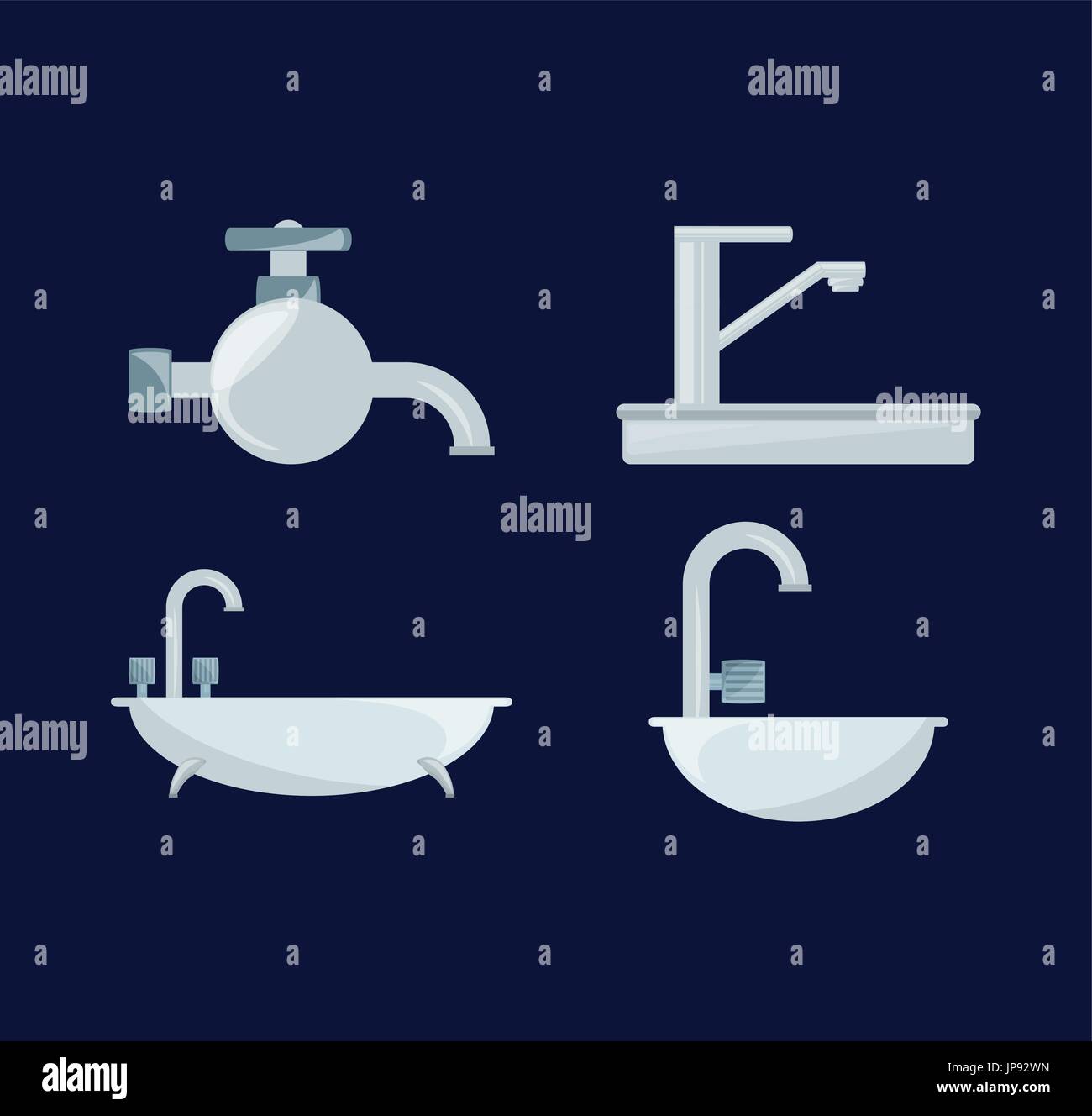 flat set icon bathroom design vector illustration Stock Vector Image ...