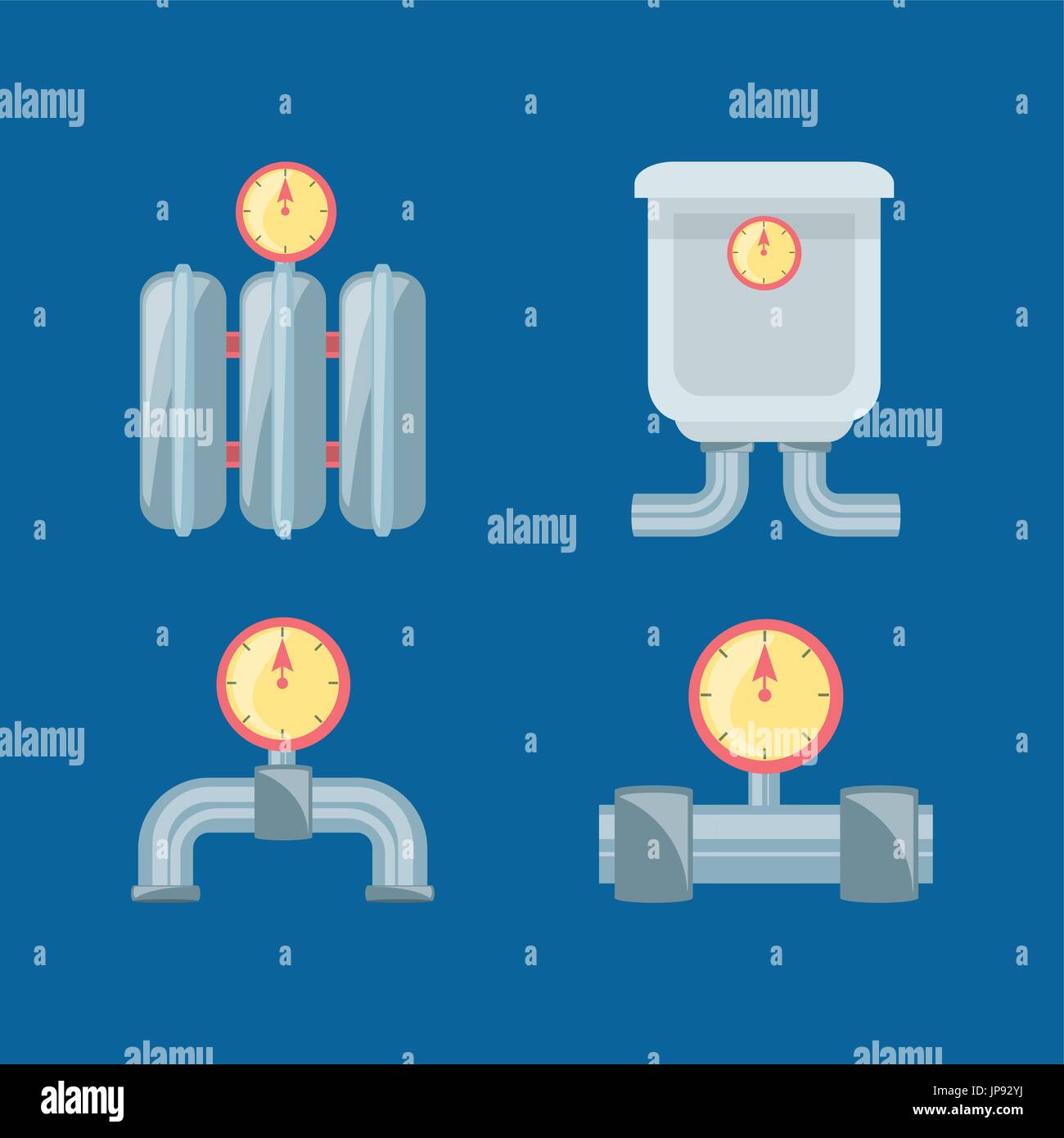 flat set icon tools plumbing vector illustration Stock Vector Image ...