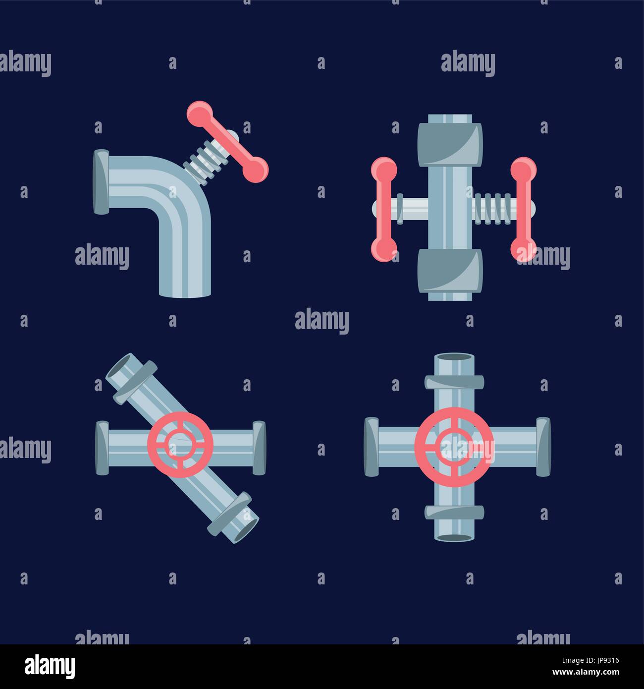 flat set icon tools plumbing vector illustration Stock Vector Image ...