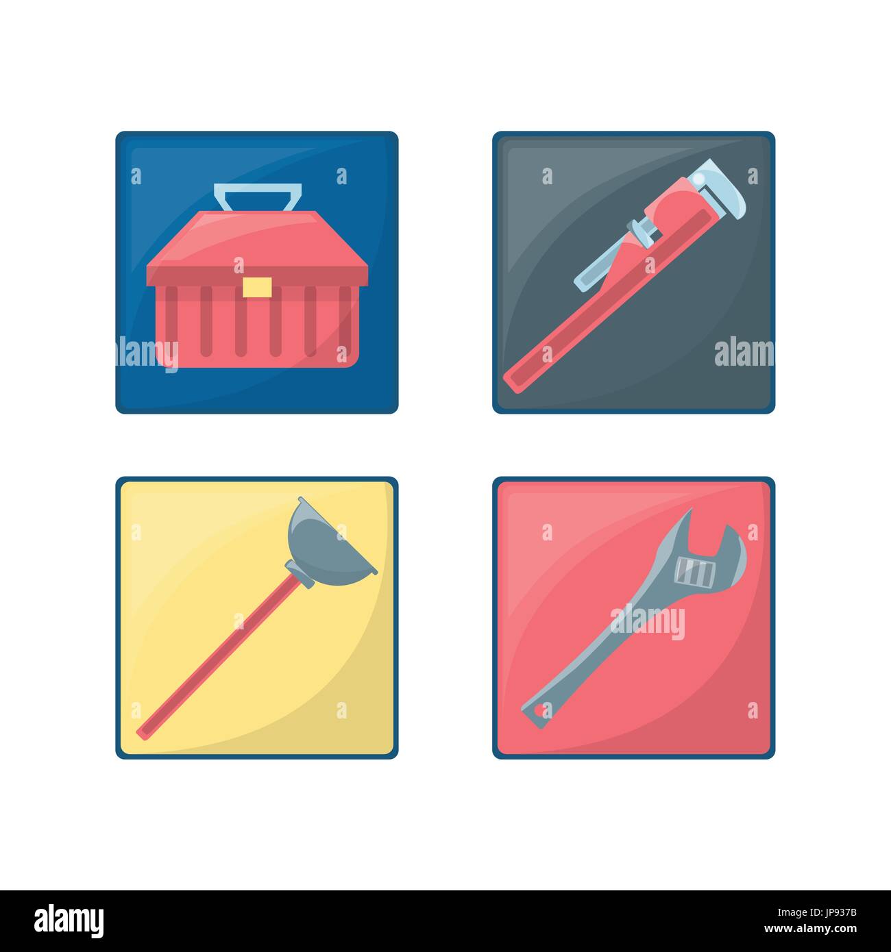 flat set icon tools plumbing vector illustration Stock Vector Image ...