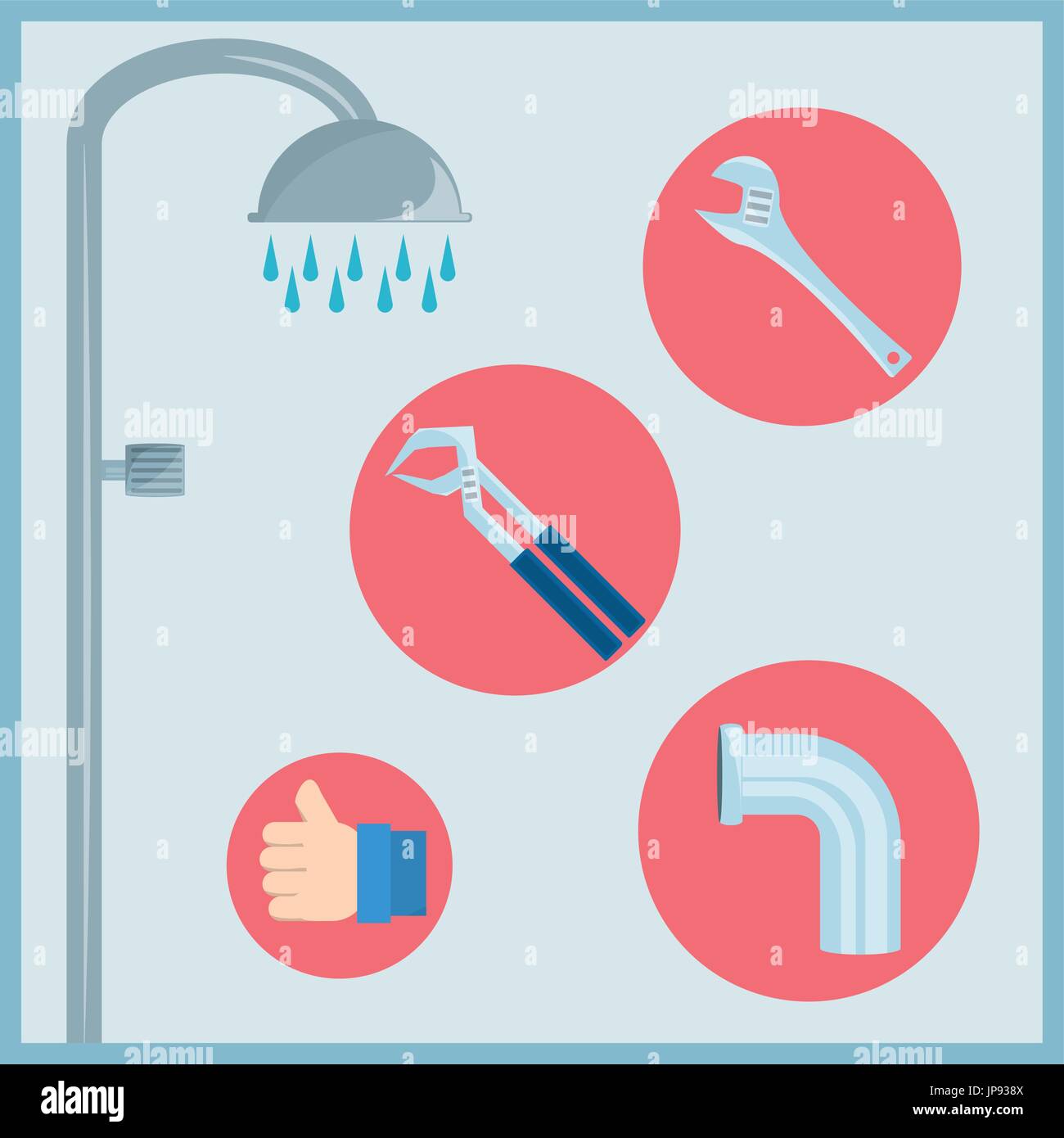 flat set icon tools plumbing vector illustration Stock Vector Image ...