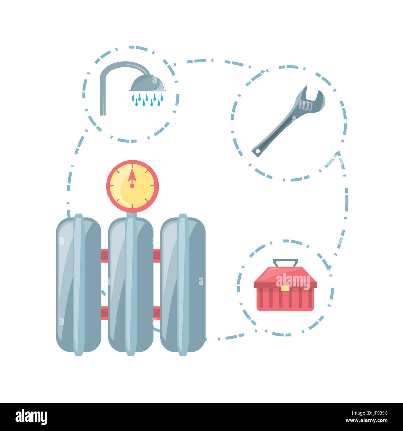 flat set icon tools plumbing vector illustration Stock Vector Image ...