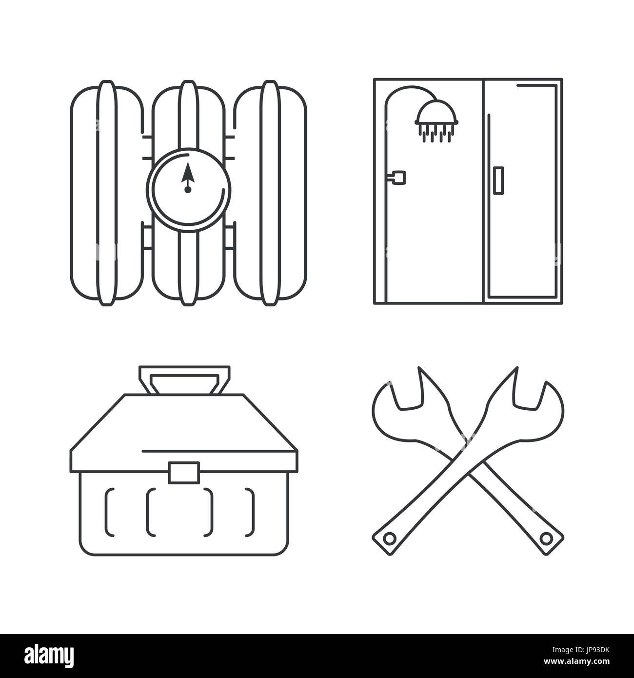 flat set icon tools plumbing vector illustration Stock Vector Image ...