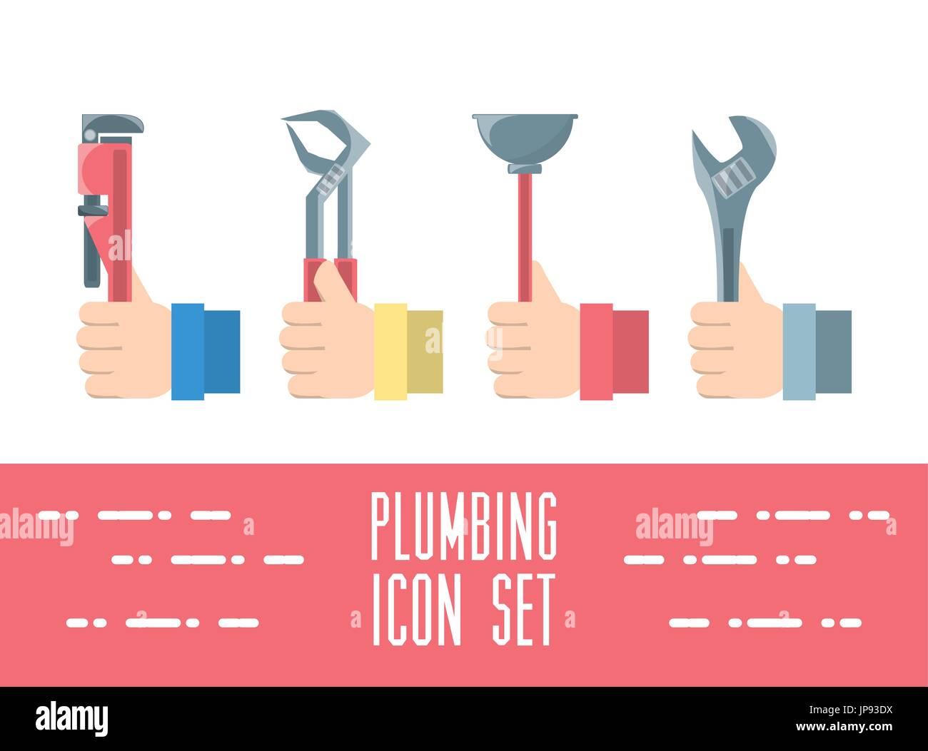flat set icon tools plumbing vector illustration Stock Vector Image ...