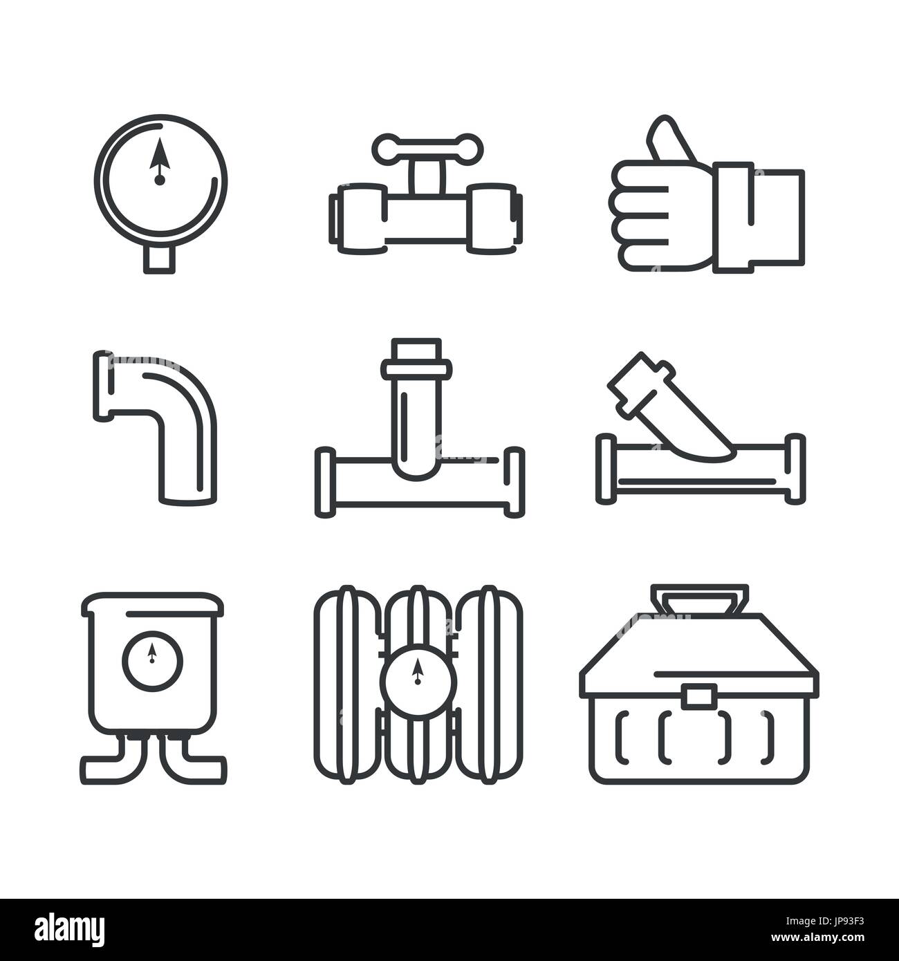 flat set icon tools plumbing vector illustration Stock Vector Image ...