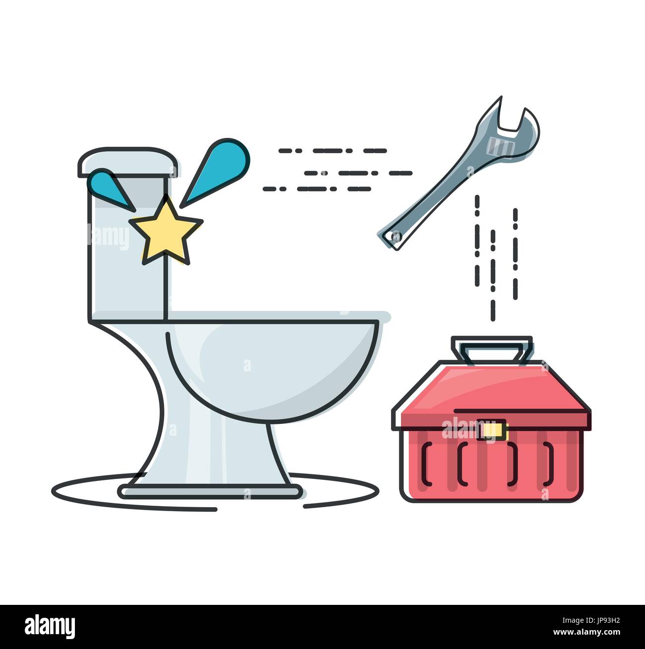 flat set icon bathroom and tools plumbing vector illustration Stock ...
