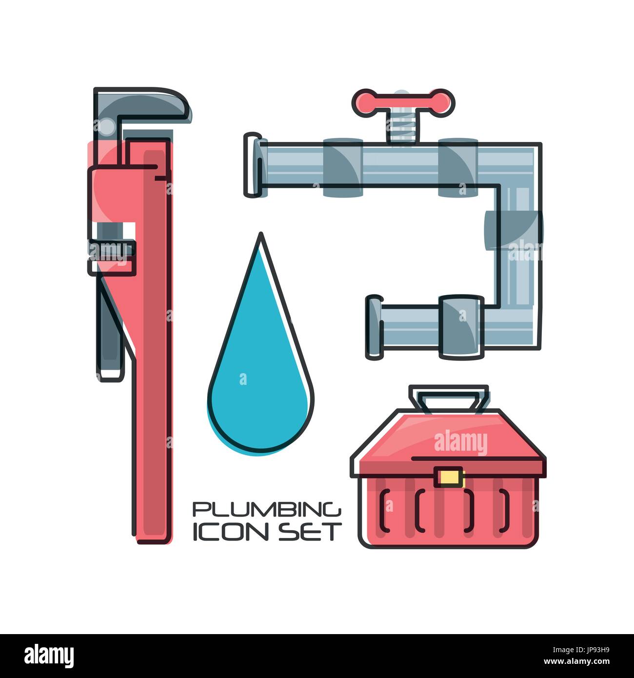 flat set icon tools plumbing vector illustration Stock Vector Image ...