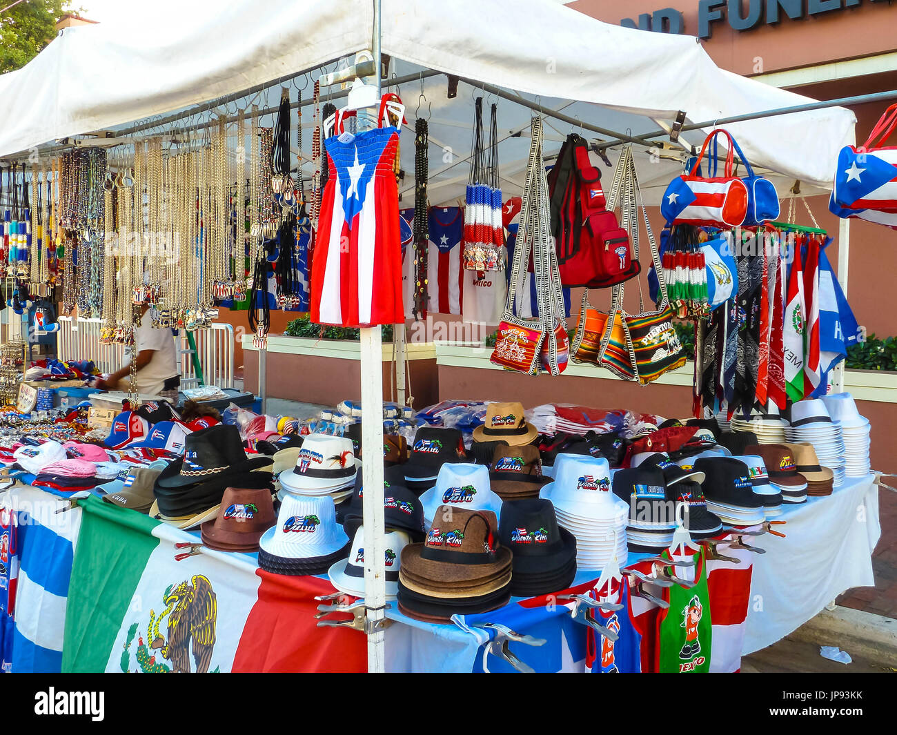 Souvenirs Stand, Carnival Calle Ocho, Miami, Florida, USA Stock Photo