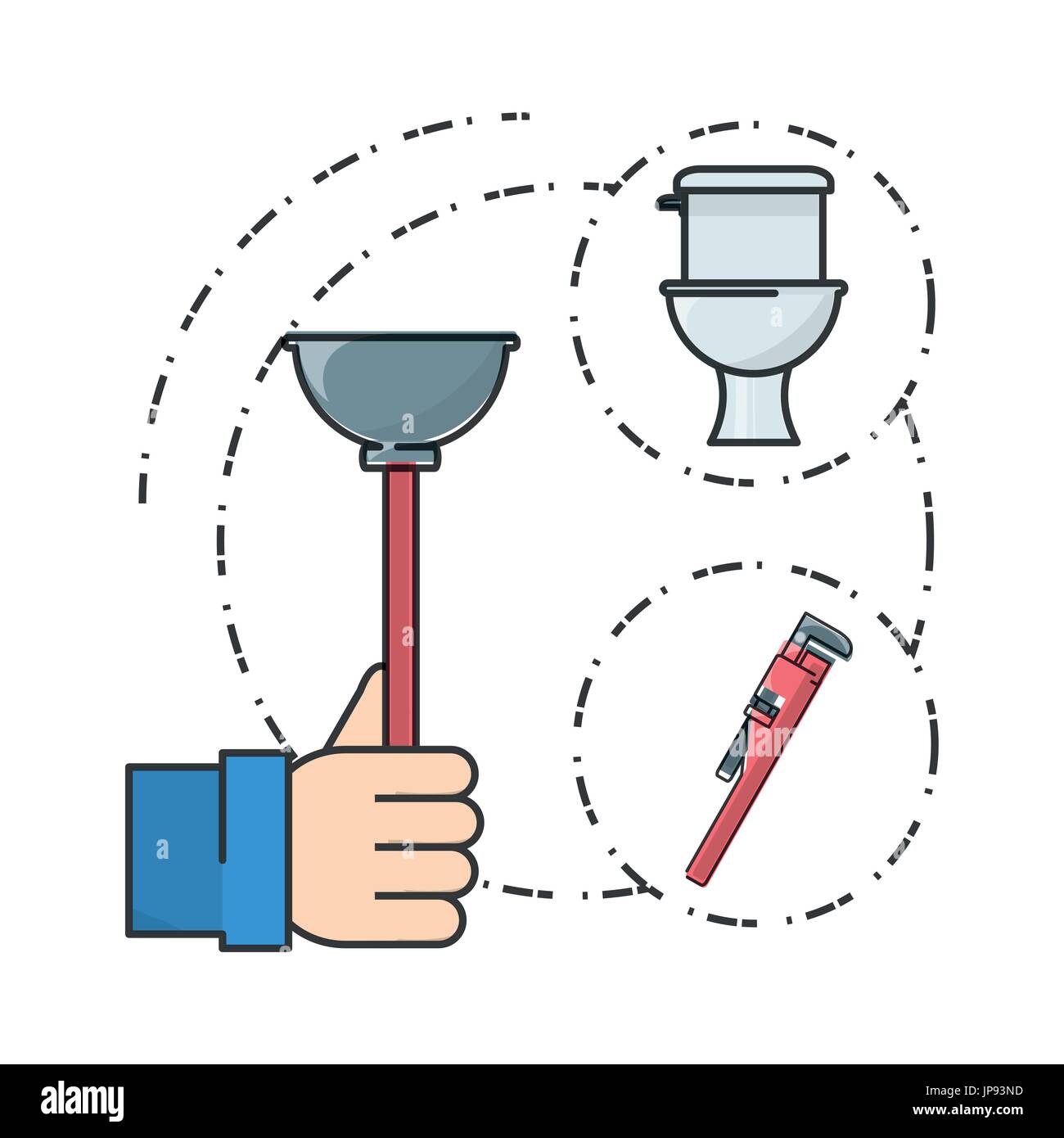 flat set icon bathroom and tools plumbing vector illustration Stock ...