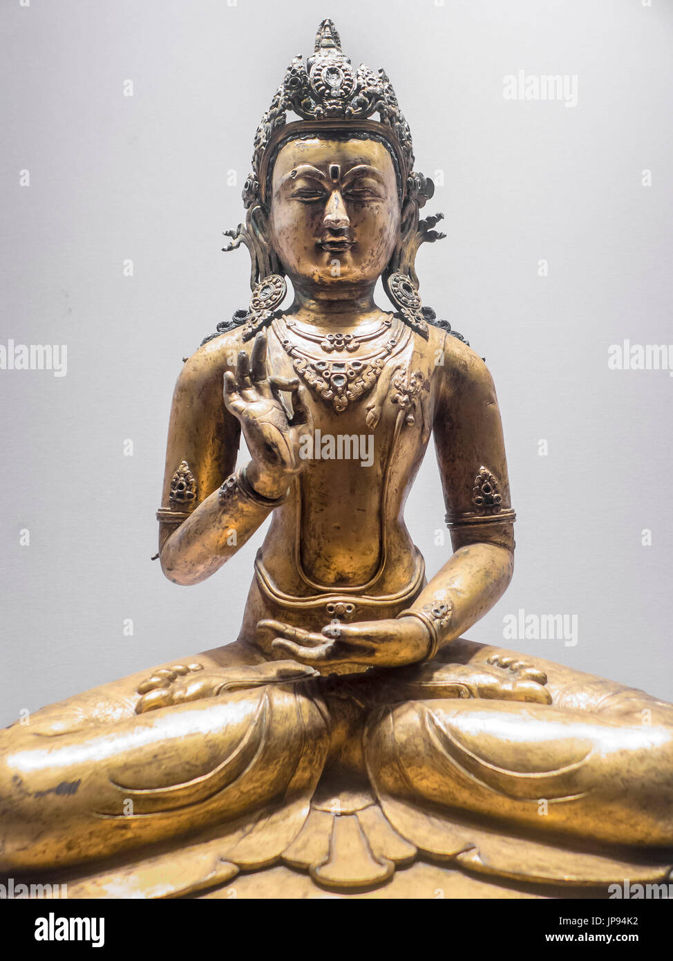 Statue of Maitreya, Ming Dynasty (1368 - 1644 AD) The Capital Museum, Beijing, China Stock Photo