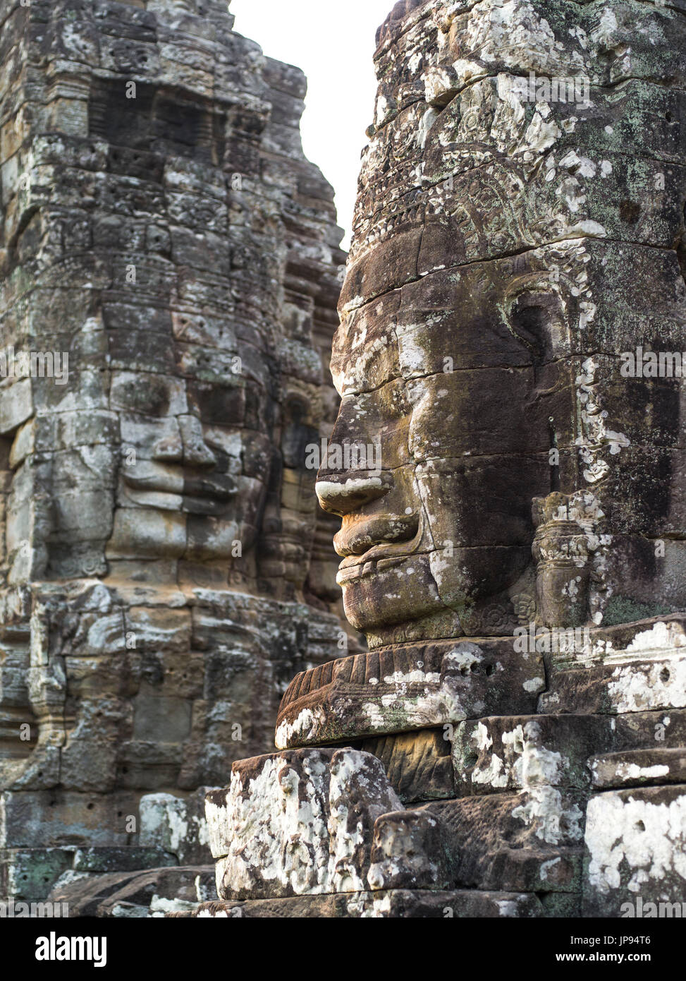 Faces at the Bayon, Angkor Thom Angkor Archaeological Park Stock Photo