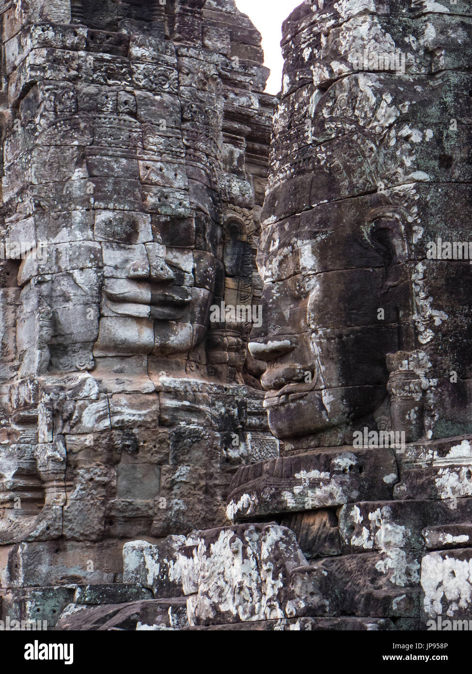 Faces at The Bayon, Angkor Thom, Angkor Archaeological Park, Stock Photo