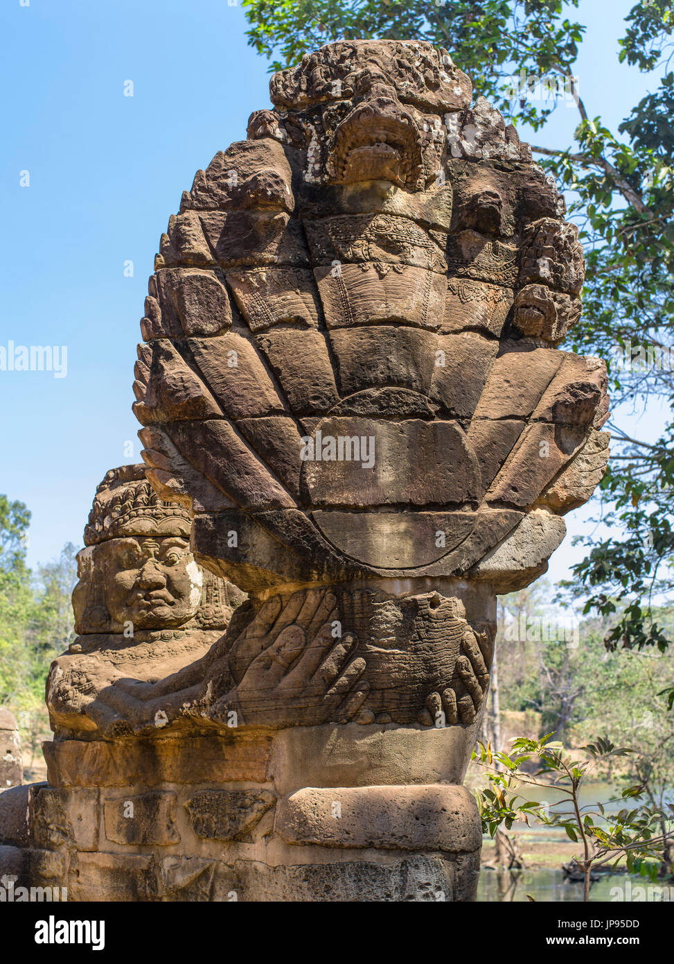 Naga at the South Gate of Angkor Thom, Angkor Archaeological Park, Stock Photo