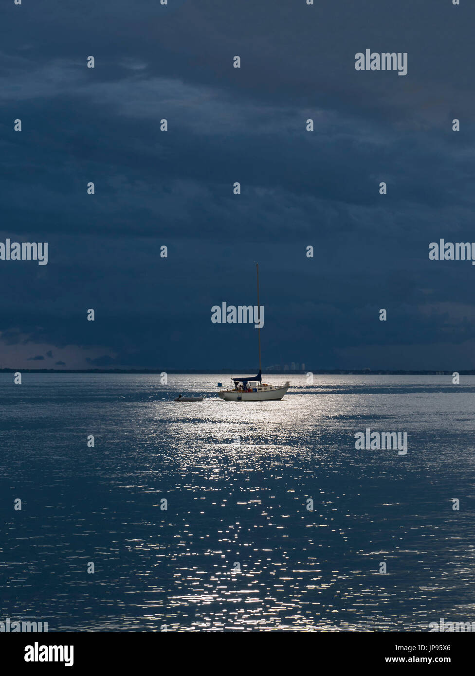 Boat on Biscayne Bay, Miami, Florida, USA Stock Photo