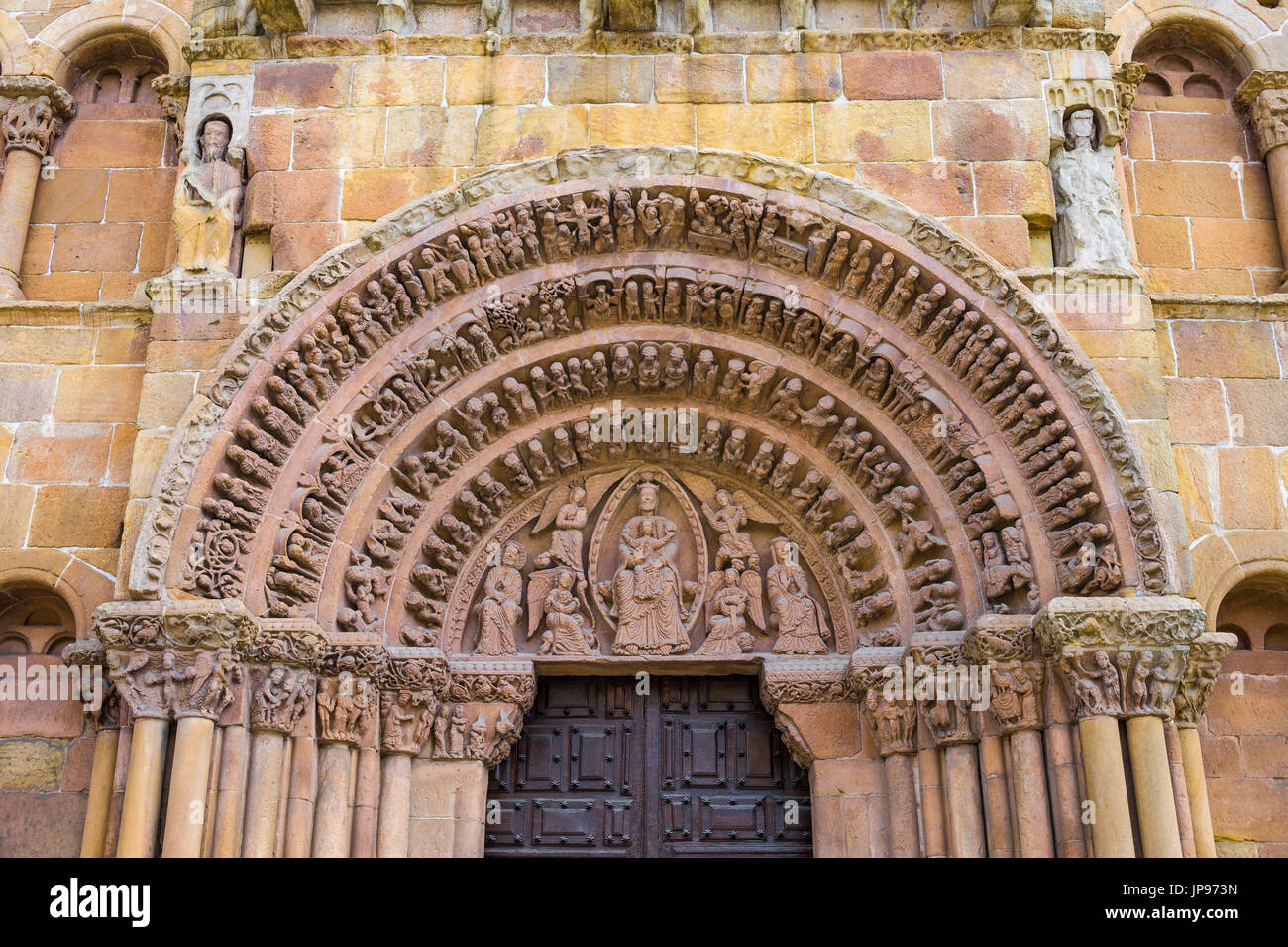 Romanesque Portico, Santo Domingo de Soria, (XII Century) Spain Stock Photo