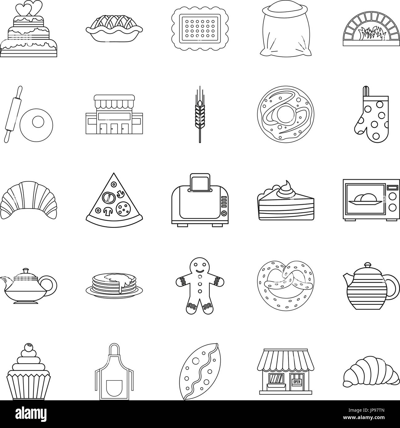 Biscuit icons set, outline style Stock Vector Image & Art Alamy