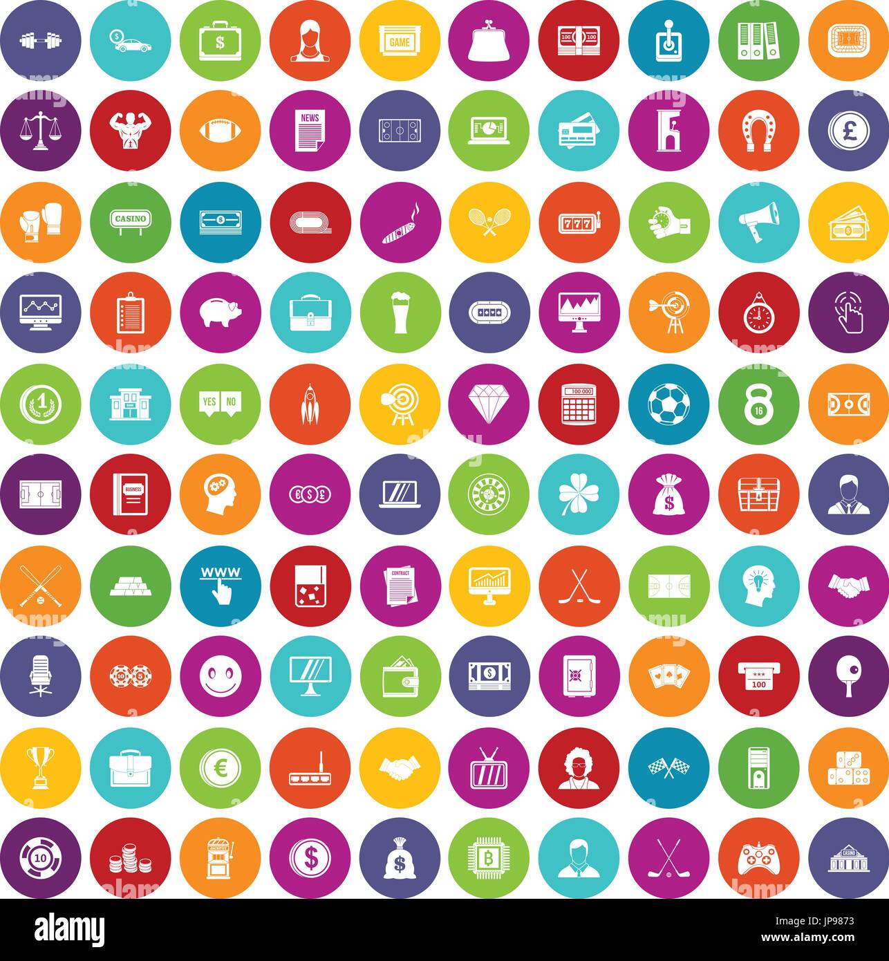 100 sweepstakes icons set color Stock Vector