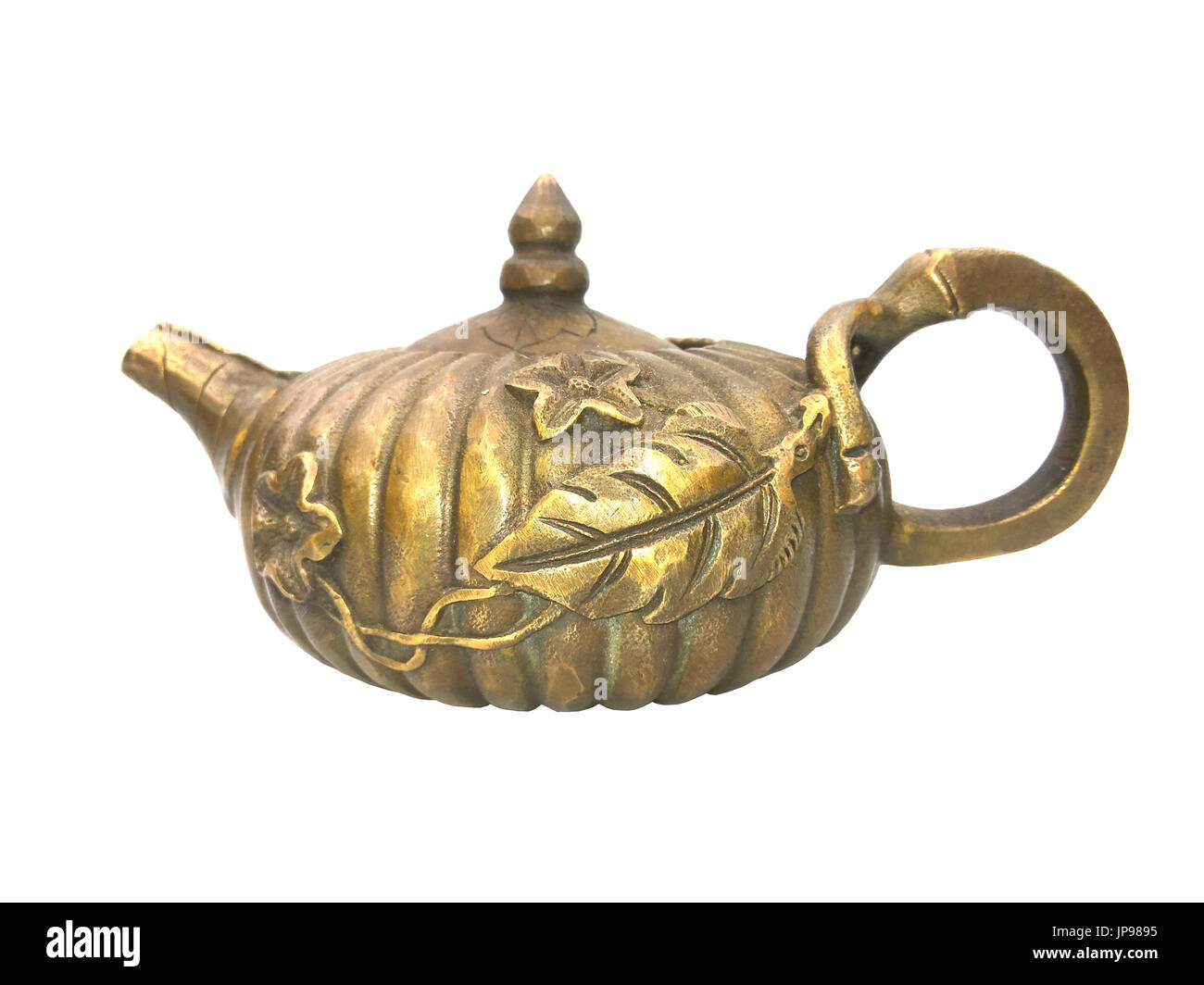 teapot brass on isolated Stock Photo Alamy
