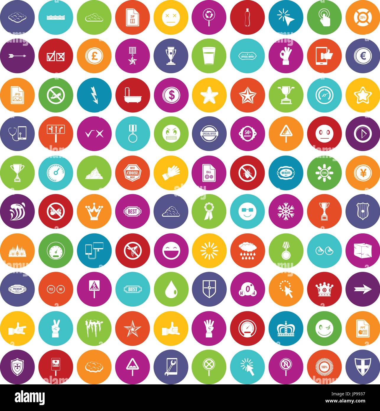 100 symbol icons set color Stock Vector