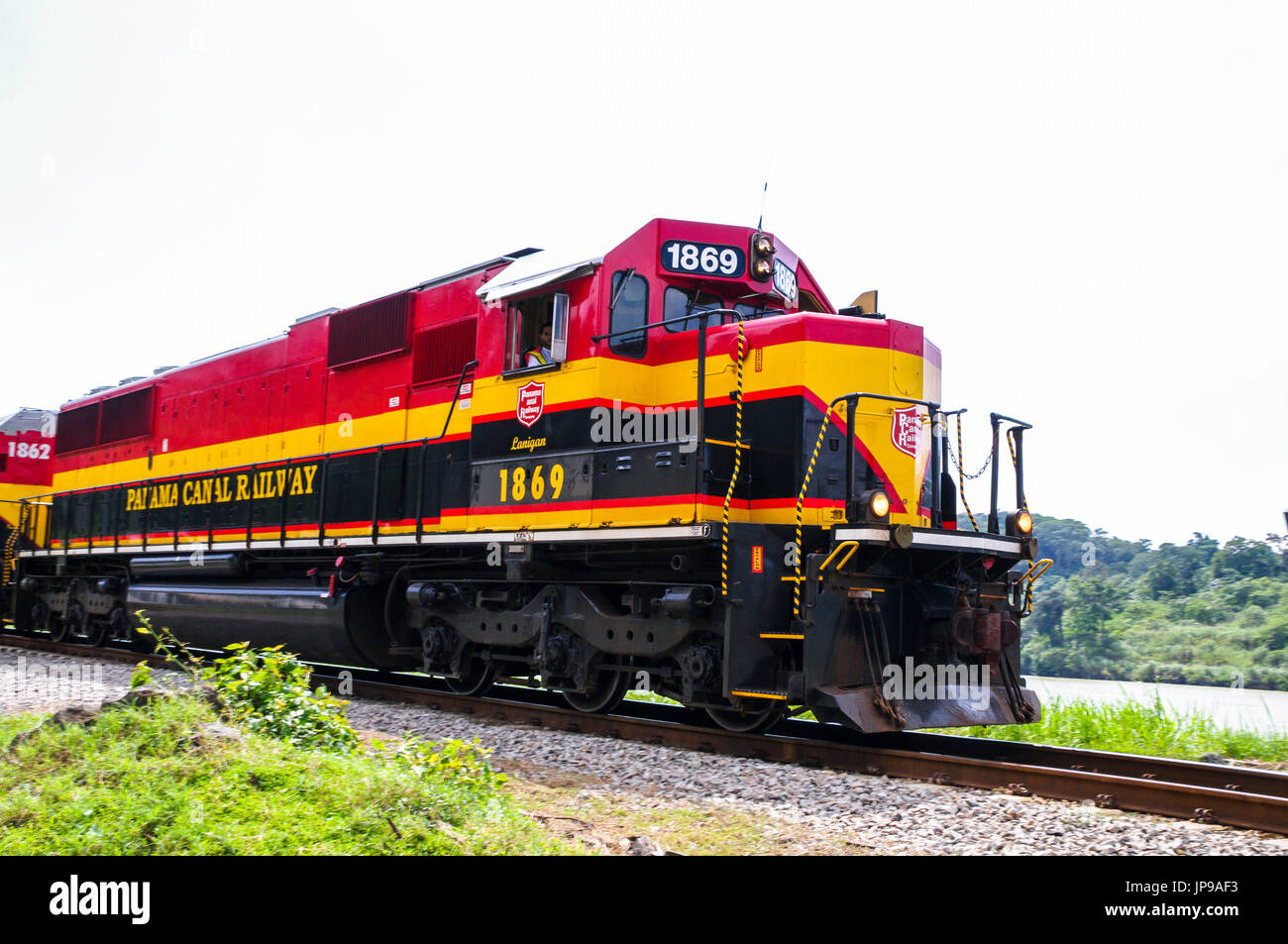 Panama canal railway locomitive Stock Photo