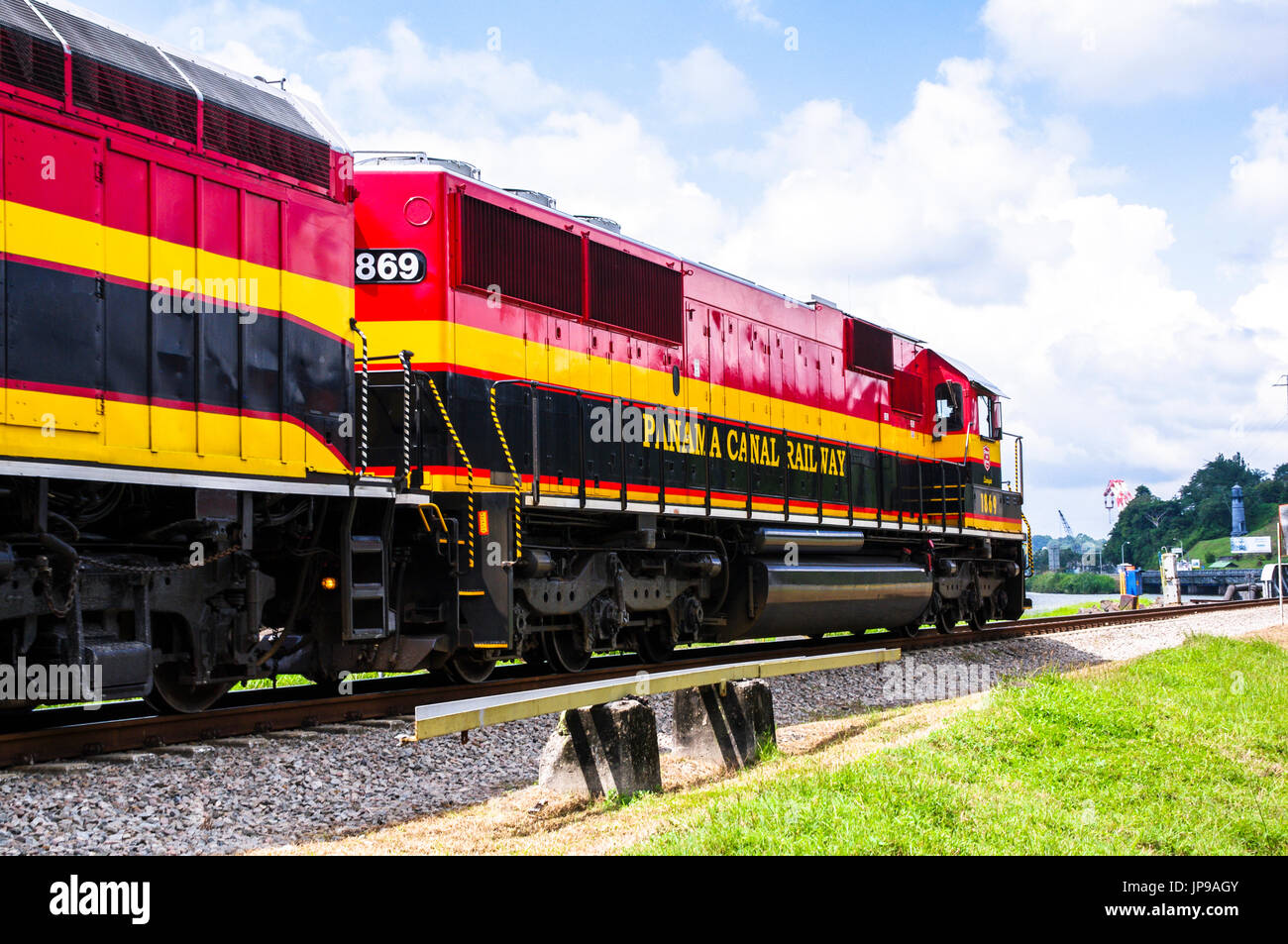 Panama canal railway locomitive Stock Photo