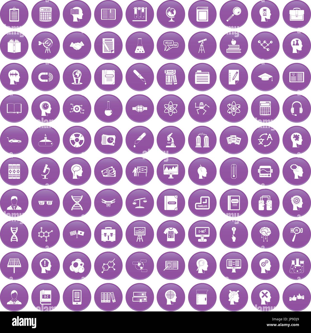 100 knowledge icons set purple Stock Vector Image & Art - Alamy