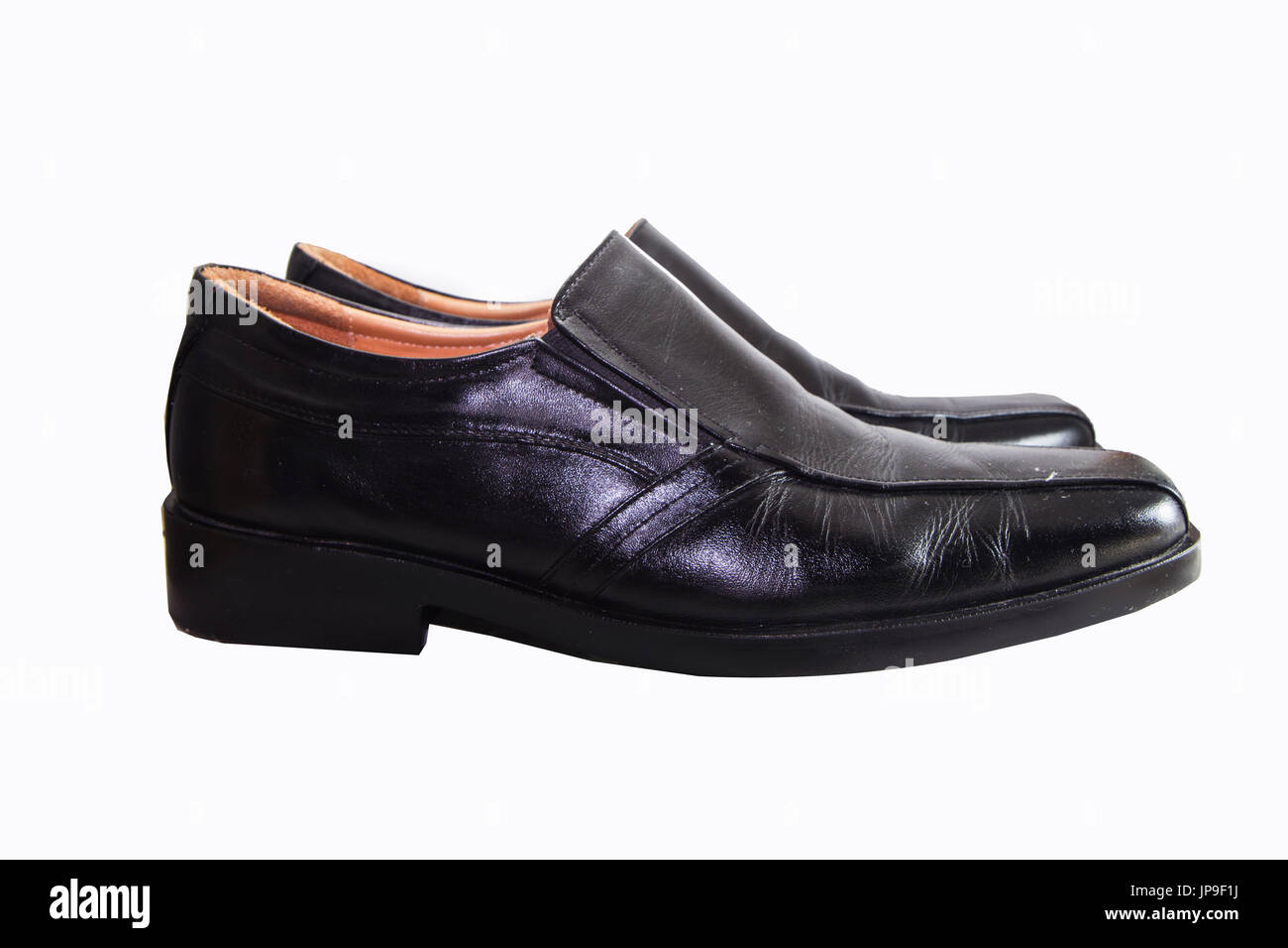 Leather men's shoes on white background Stock Photo - Alamy