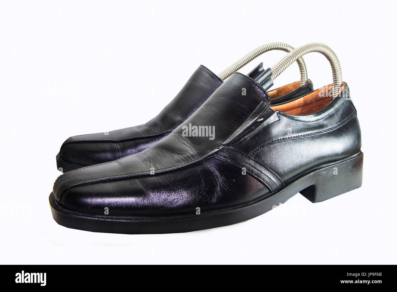 Leather men's shoes on white background Stock Photo - Alamy