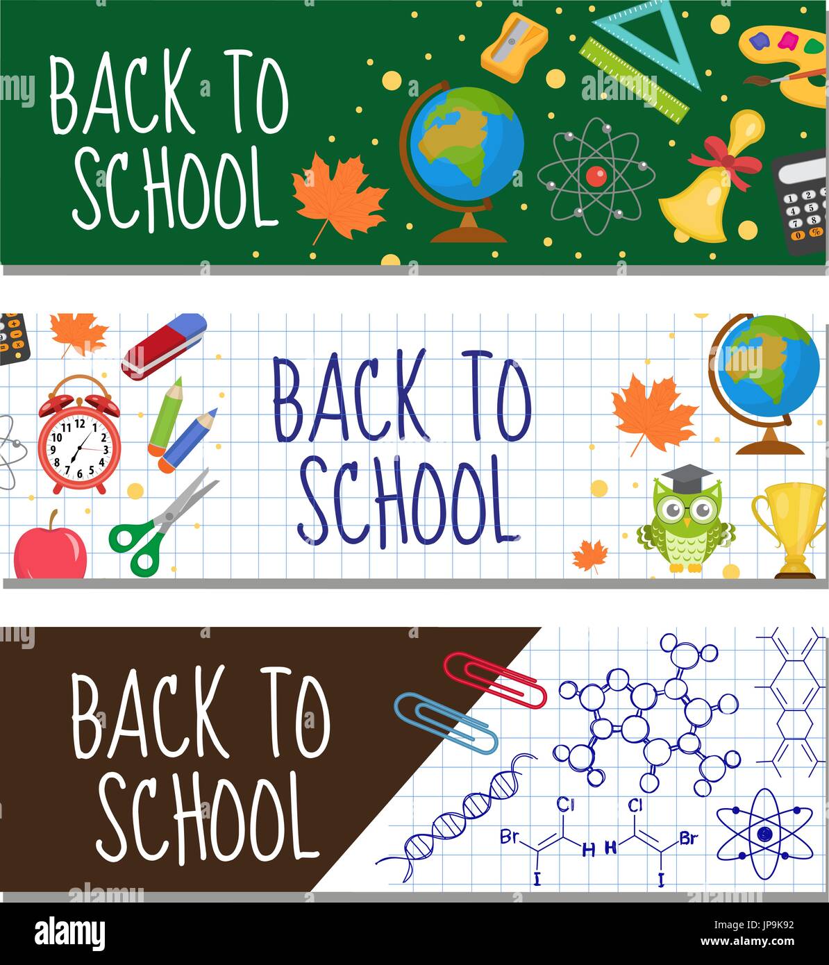 Back to school set of banners, template with space for text for your ...
