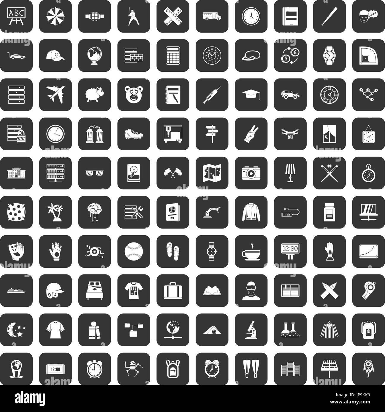 100 time icons set black Stock Vector Image & Art - Alamy