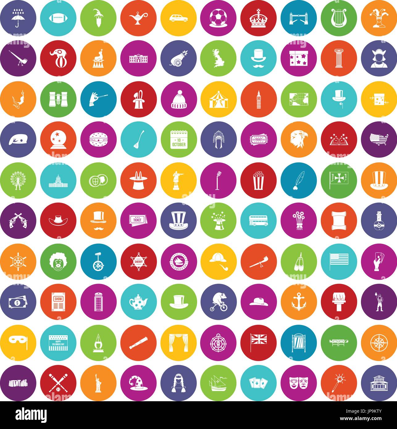 100 top hat icons set color Stock Vector