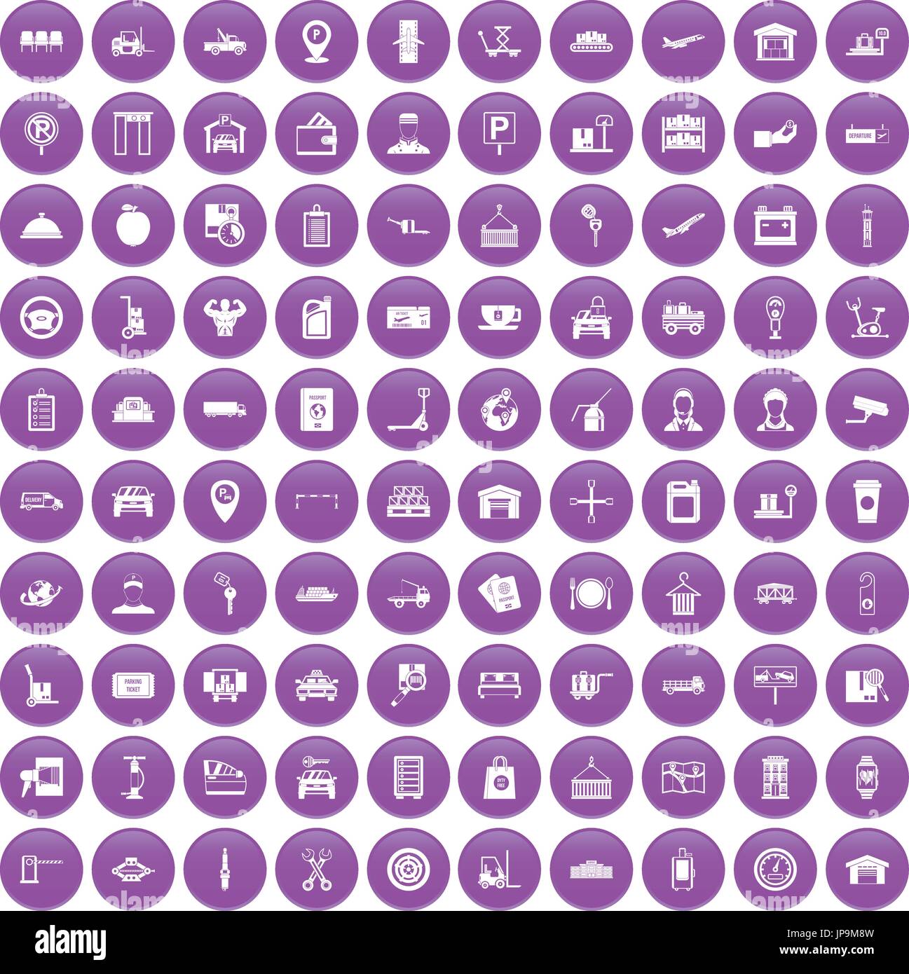 100 loader icons set purple Stock Vector