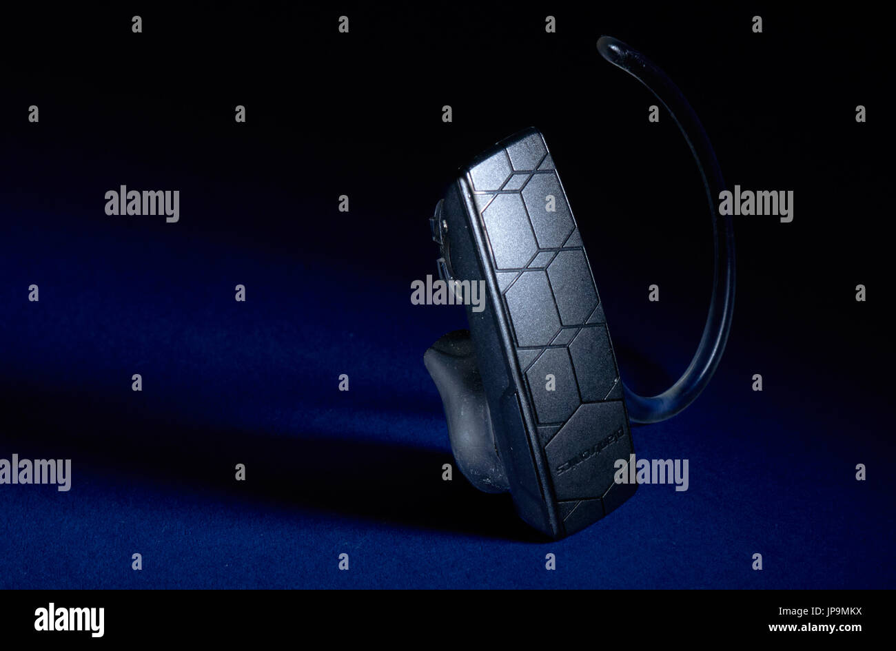 Bluetooth Headset on black background Stock Photo