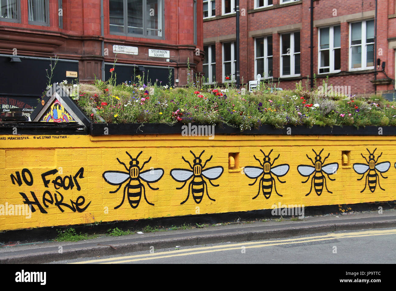 Urban art by Jay Steeples at Stevenson Square in Manchesters Northern Quarter Stock Photo