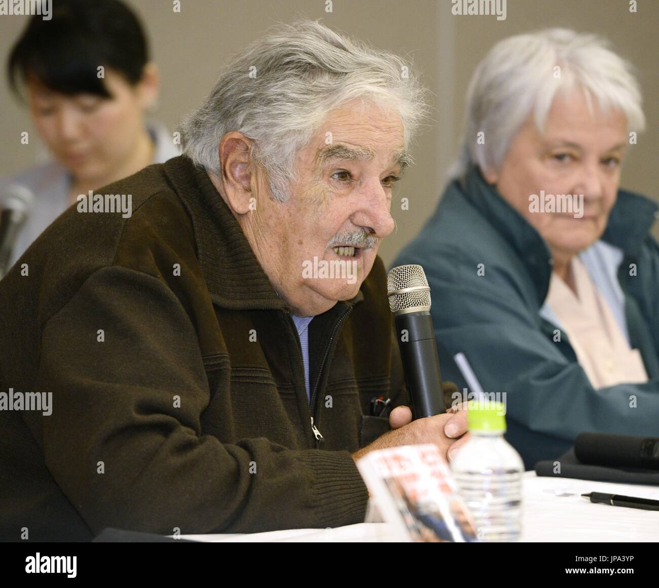 Former Uruguayan President Jose Mujica attends a press conference in 