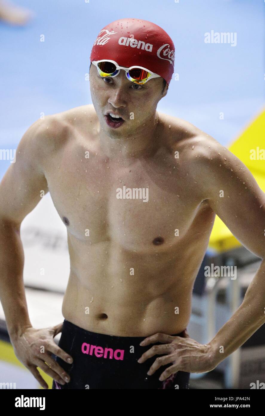 Kosuke Kitajima is relieved after finishing his 200meter breaststroke
