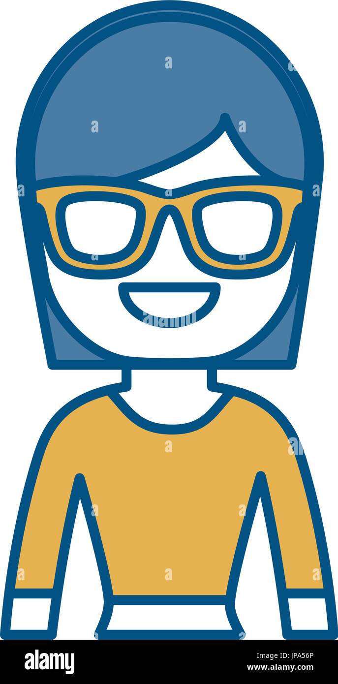 woman with glasses icon over white background colorful design vector ...