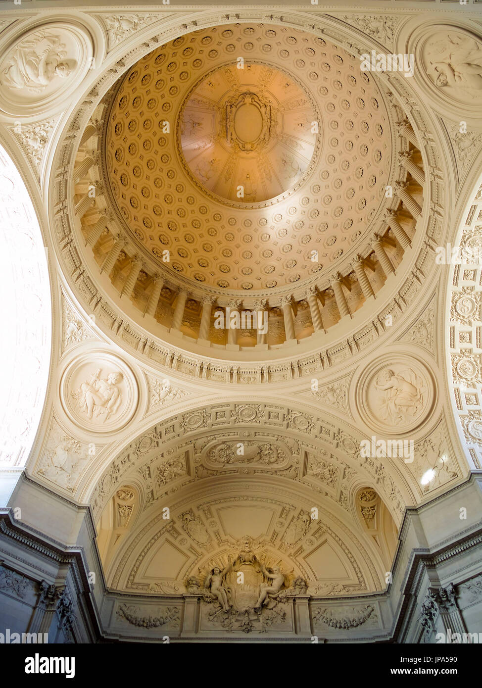Dome Ceiling, Beaux Arts Style, The City Hall, San Francisco, California, USA Stock Photo