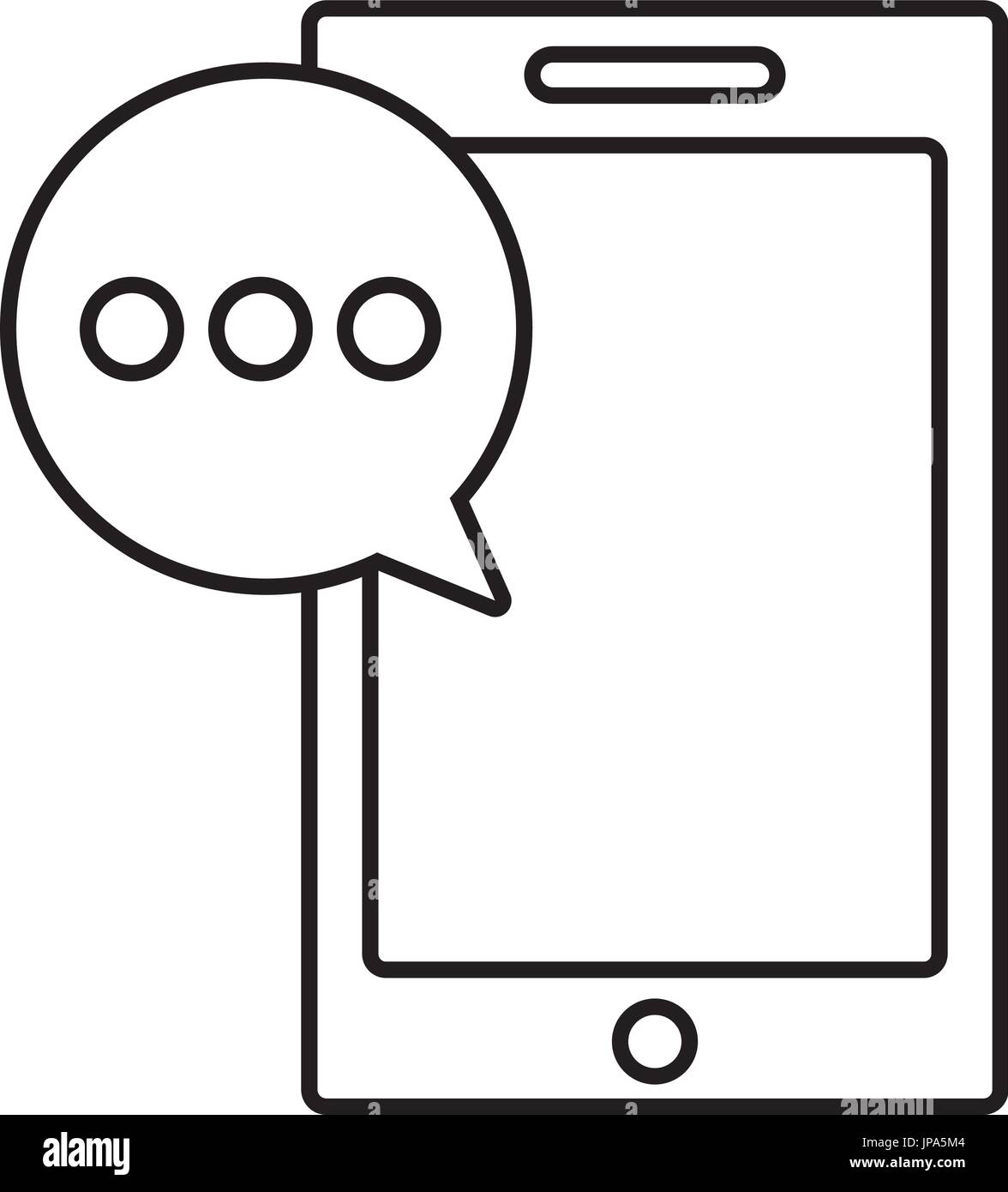 smartphone with speech bubble icon over white background vector ...