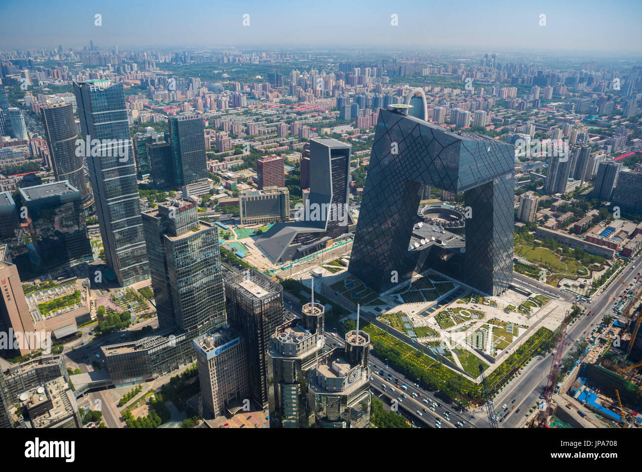 China, Beijing City, Guomao District CCTV Television Headquarters Building Stock Photo