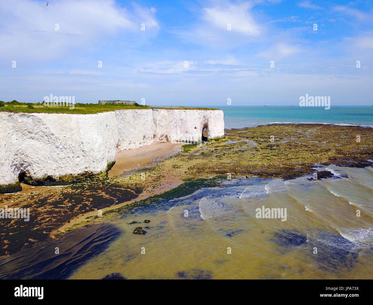 The chalk arch in the cliffs at Kingsgate Bay, Kent, UK Stock Photo Alamy