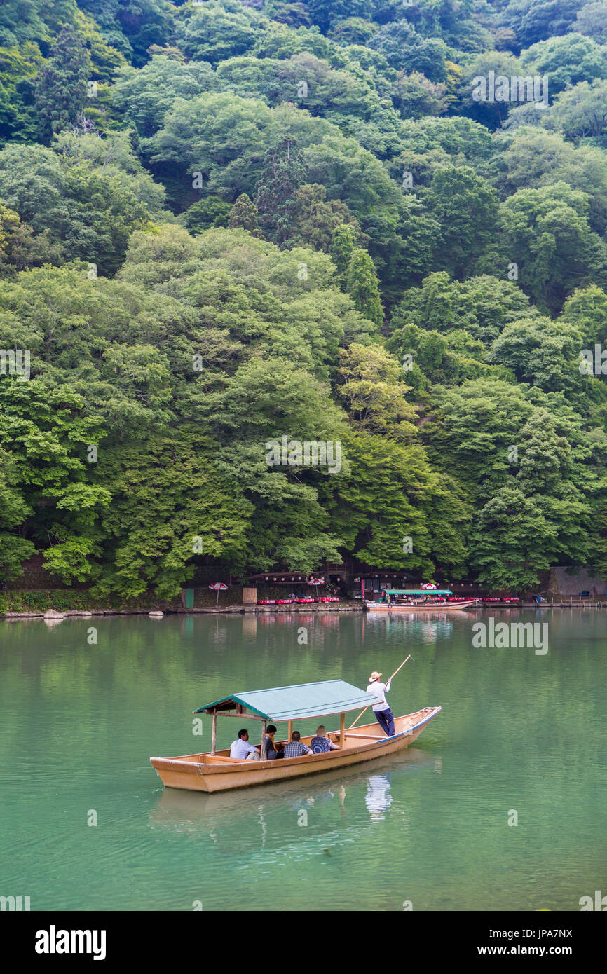Japan, Kyoto City, Arashiyama Mountain, Oi River,boat Stock Photo