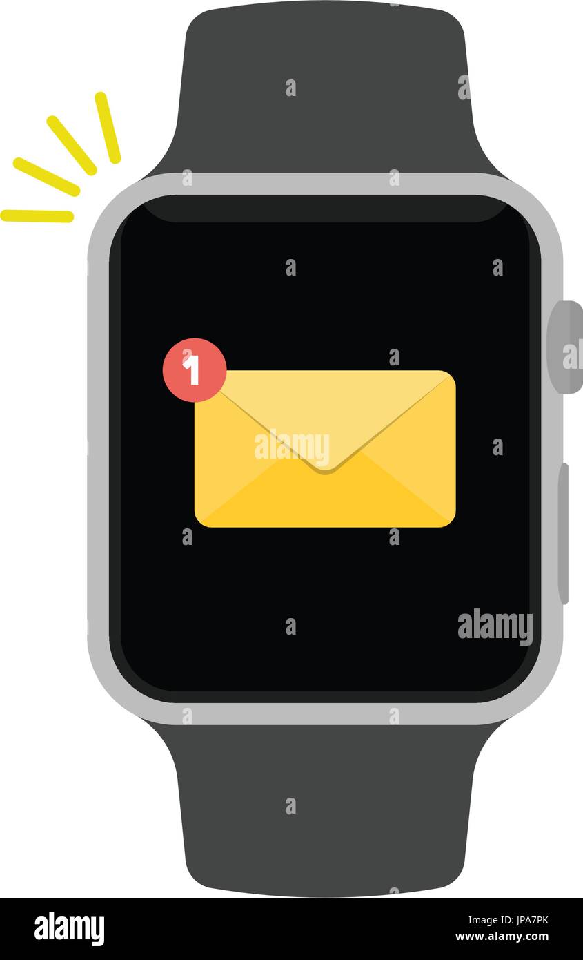 Smart watch flat vector illustration. Smartwatch ringing and displaying ...