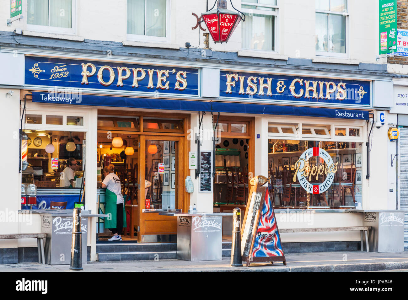 England, London, Shoreditch, Poppy's Fish and Chip Restaurant Stock