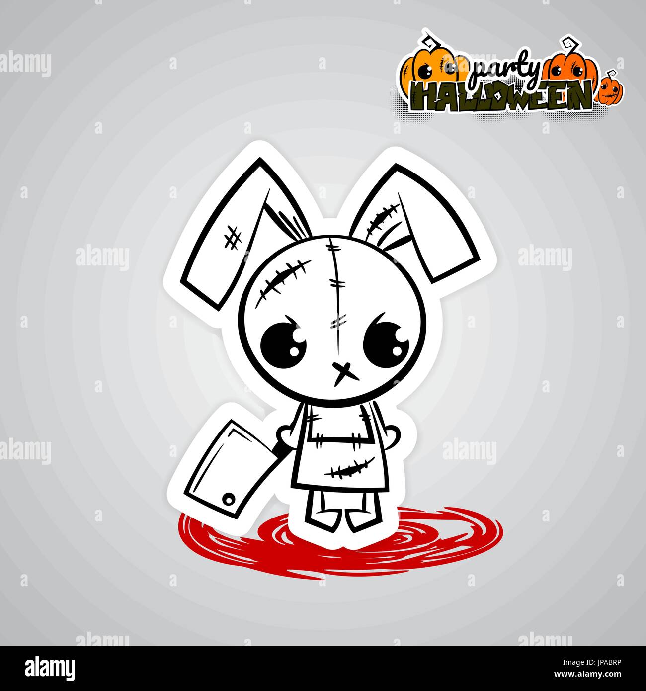 Halloween evil bunny voodoo doll pop art comic Stock Vector