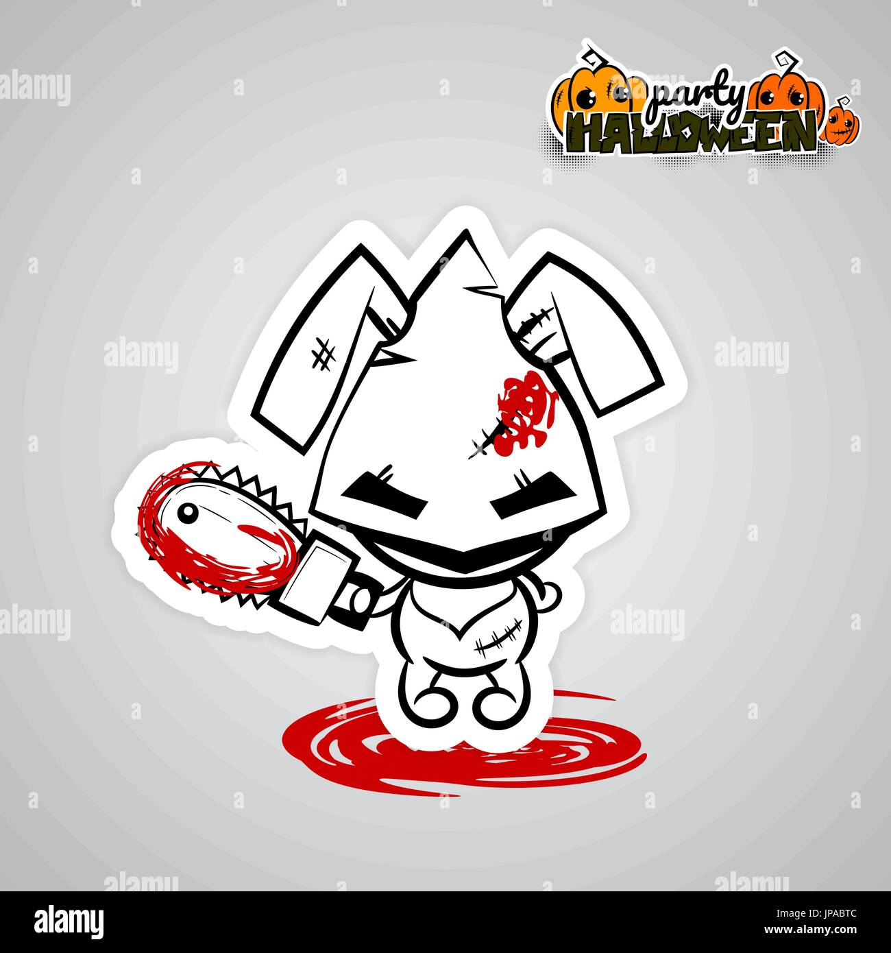 Halloween evil bunny voodoo doll pop art comic Stock Vector