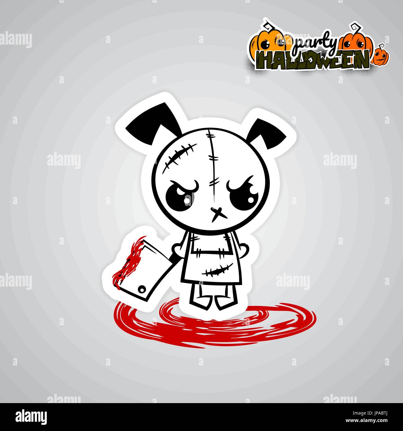 Halloween evil dog puppy voodoo doll pop art Stock Vector