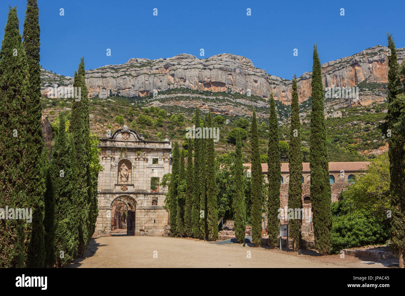 Spain, Catalonia, Scaladei City, Santa Maria Scaladei Monastery, 12th. century Stock Photo