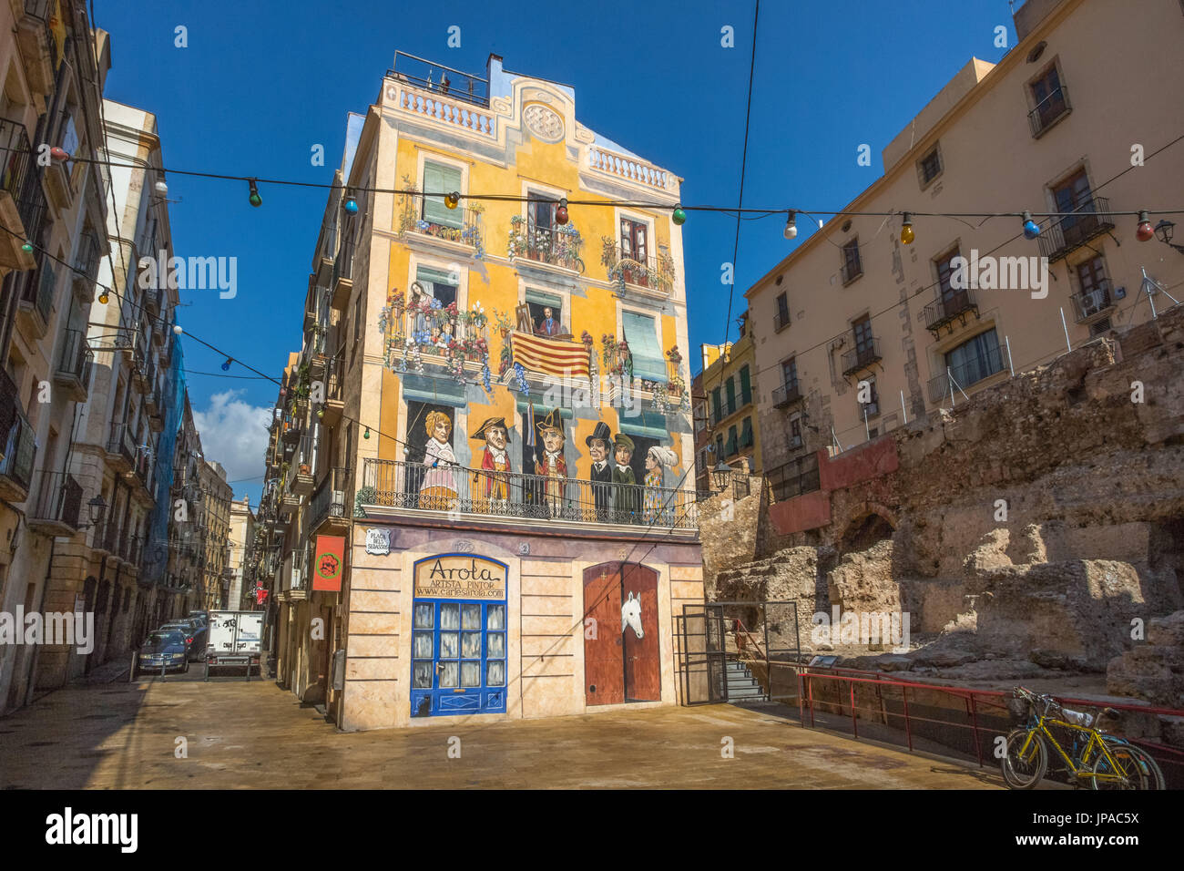 Spain, Catalonia, Tarragona City, Old Town, Mural, painting Stock Photo